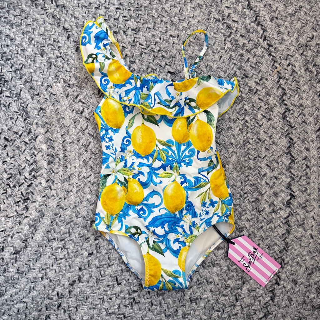 Mc2 Saint Barth Lemon Print Kids Swim One Piece